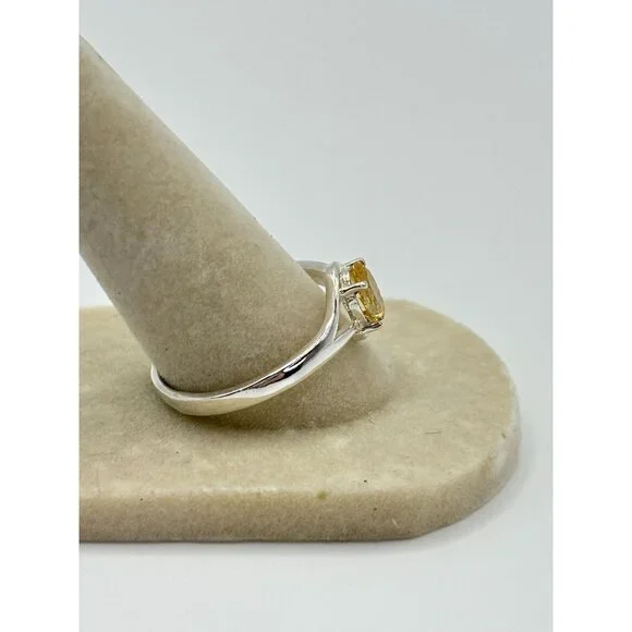 Yellow Citrine Sterling Silver Ring Size 10 Oval Gemstone - Picture 3 of 5
